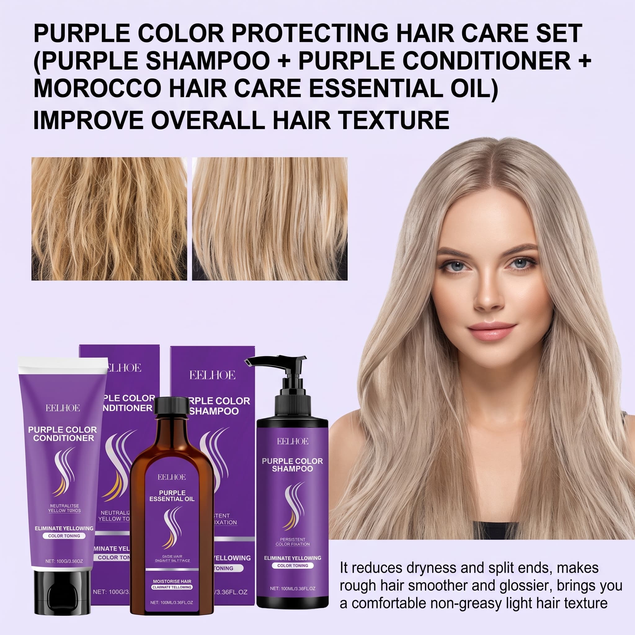 Purple Shampoo Set With Condit - đánh giá và giá Hair Care Color