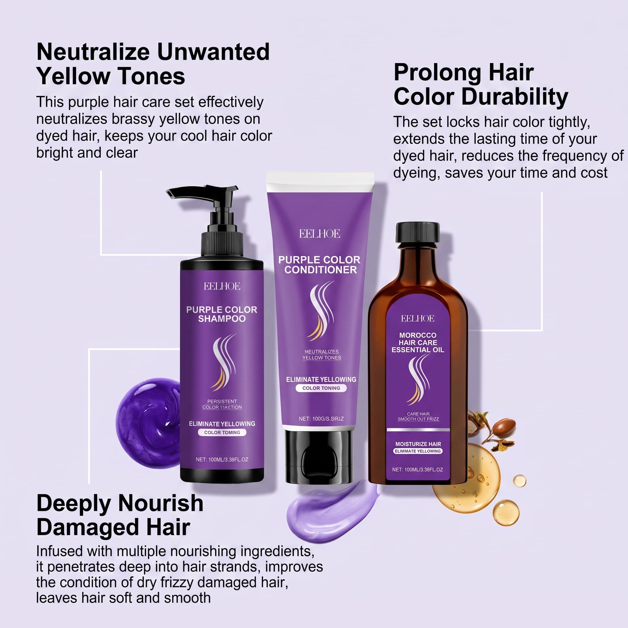 Purple Shampoo Set With Condit - đánh giá và giá Hair Care Color