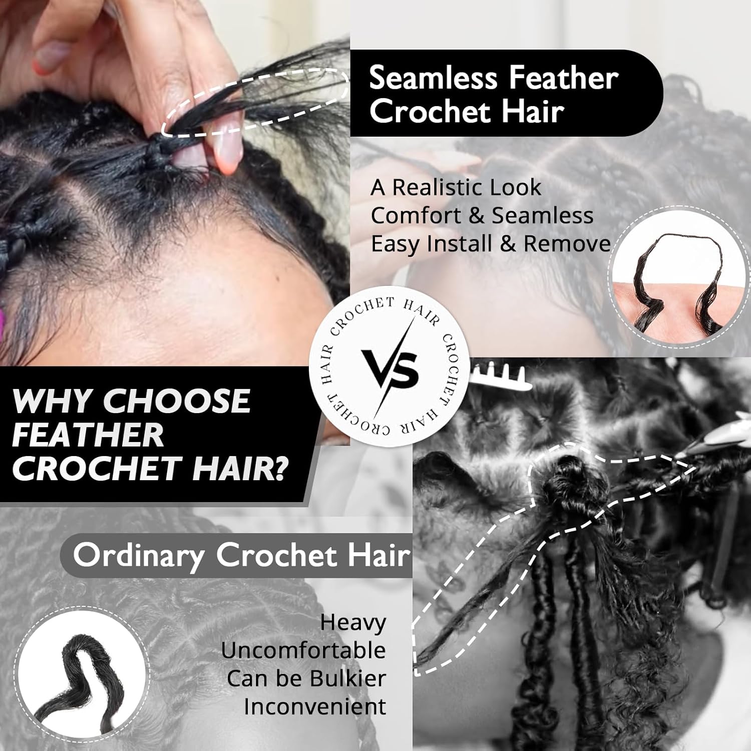 100% Human Hair Feather Croche - đánh giá và giá Hair Care Color